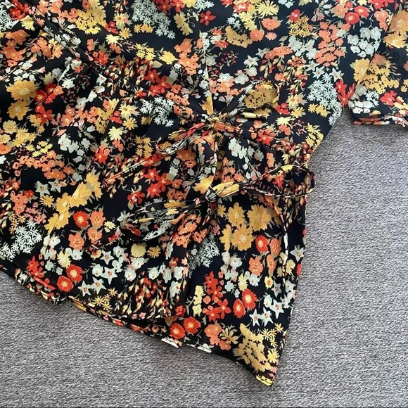 Madewell Short Sleeve Peplum Wrap Floral Blouse Top XXS - Picture 5 of 10